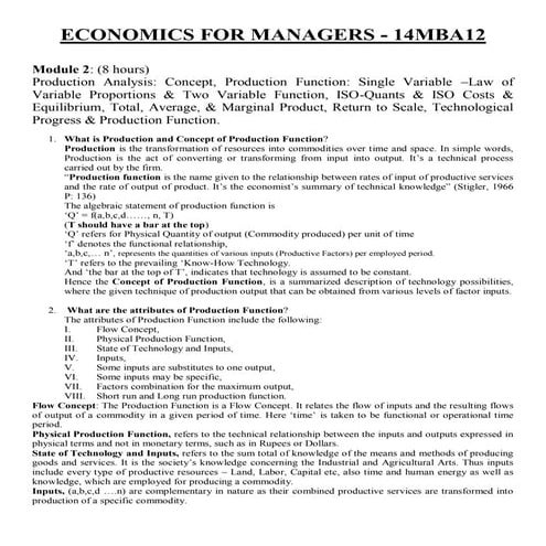 M2 notes mba economics for managers