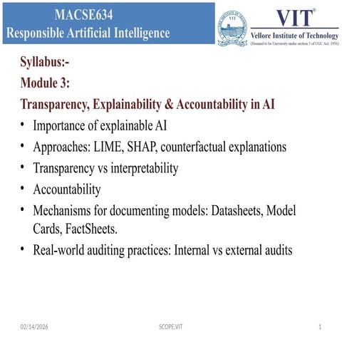 Responsible Artificial Intelligence - Module 3 | PPTX