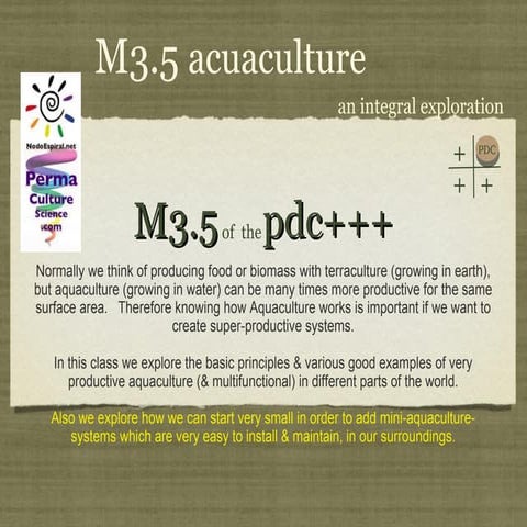 PDC+++ Module 3 Class 5 Aquaculture