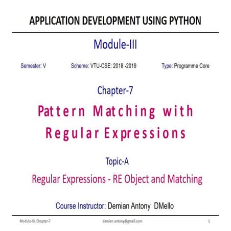 Python Programming ADP VTU CSE 18CS55 Module 3 Chapter 7 - A | PPT