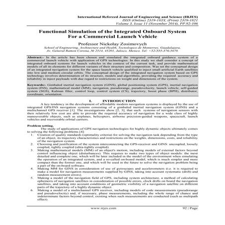 Functional Simulation of the Integrated Onboard System For a Commercial Launc...