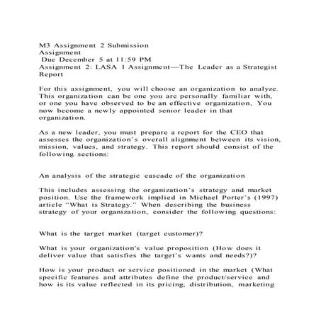 M3 Assignment 2 SubmissionAssignment  Due December 5 at 1159 