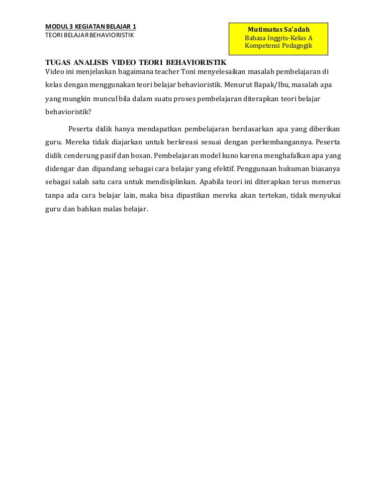 M3 Kb 1 Mutimatus Sa Adah 1 1 Behaviouristik