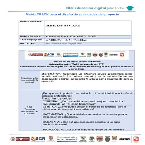 Matriz tpack para el diseño de actividades mejorada 