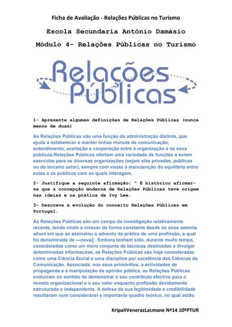 relações públicas no turismo