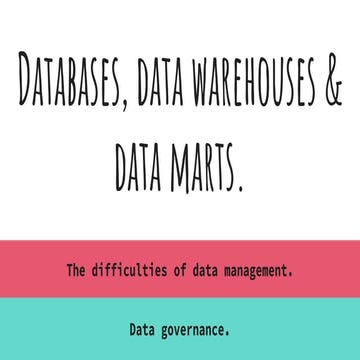 THE DIFFICULTIES OF DATA MANAGEMENT - DATA GOVERNANCE.