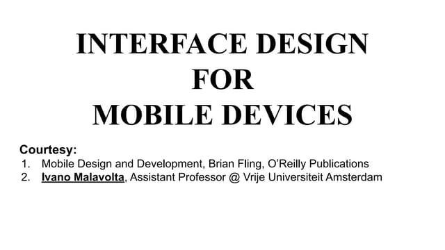 Mobile Information Architecture