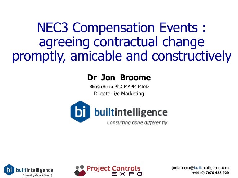 M5 NEC3 Compensation Eventsagreeing contractual change promptly, a…