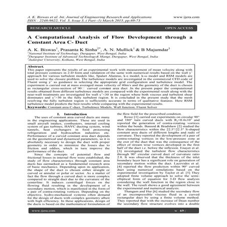 A Computational Analysis of Flow Development through a Constant Area C- Duct