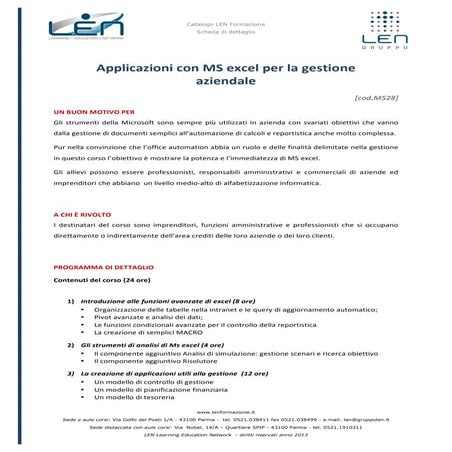 MS excel - Applicazioni evolute per la PMI [M528]