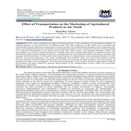 The role of road transportation in local economic development a focus ...