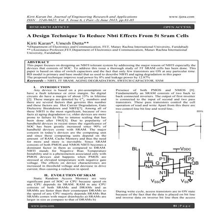 A Design Technique To Reduce Nbti Effects From 5t Sram Cells