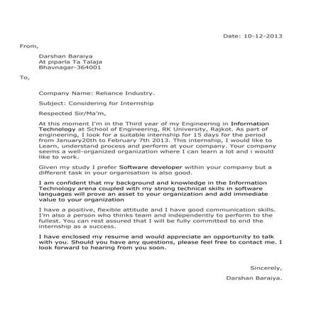 internship Letter | DOCX