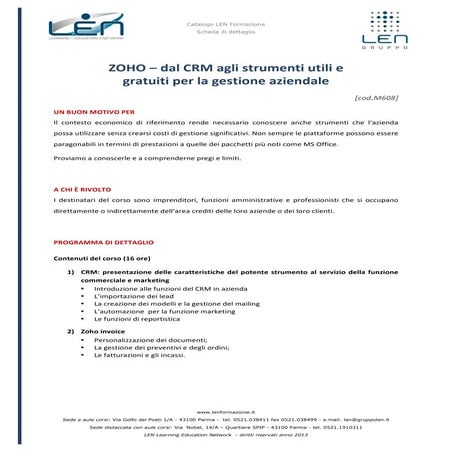 Gli strumenti nel cloud per la PMI - Zoho crm [M608]