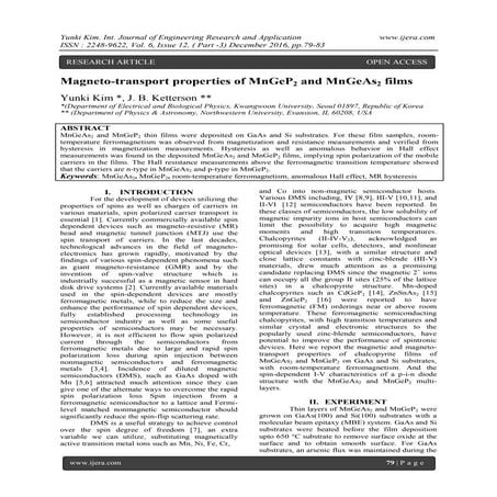 Magneto-transport properties of MnGeP2 and MnGeAs2 films | PDF