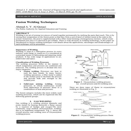 Fusion Welding Techniques