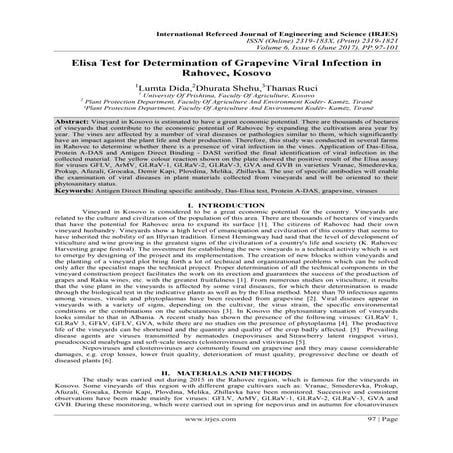 Elisa Test for Determination of Grapevine Viral Infection in Rahovec, Kosovo