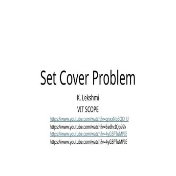 Understanding the Set Cover Problem: Concepts and Cost Optimization | PPTX