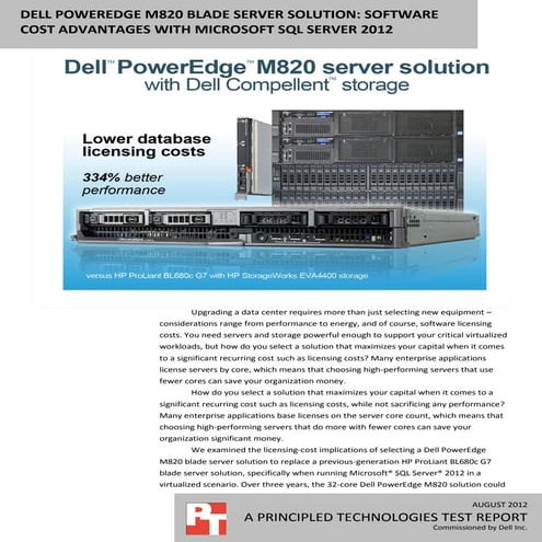 Dell PowerEdge M820 blade storage solution: Software cost advantages with Mic...