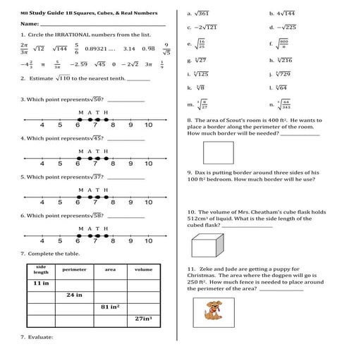 M8 unit 1b study guide- BLANK