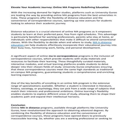 Elevate Your Academic Journey: Online MA Programs Redefining Education