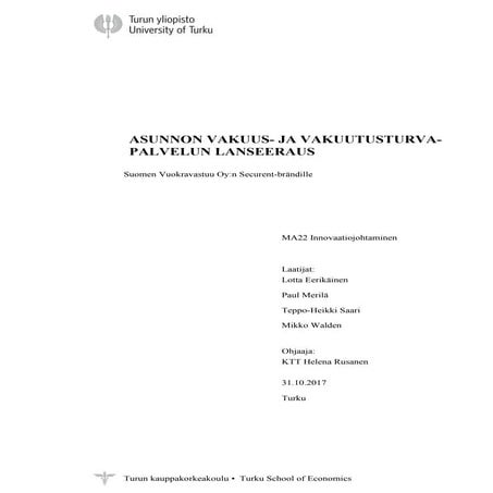 Lanseeraussuunnitelma - Case: Securent