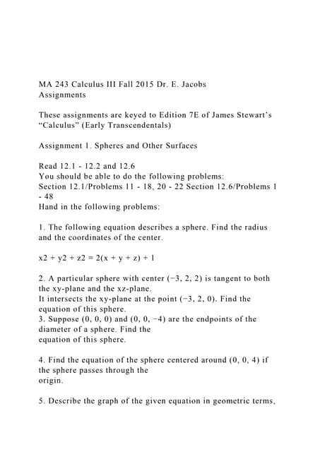 MA 243 Calculus III Fall 2015 Dr. E. JacobsAssignmentsTh.docx