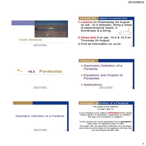 introduction to conics: parabola