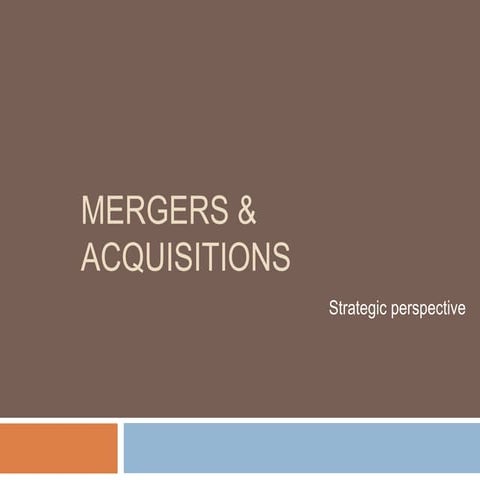 strategic approaches to Merger & Aquisition