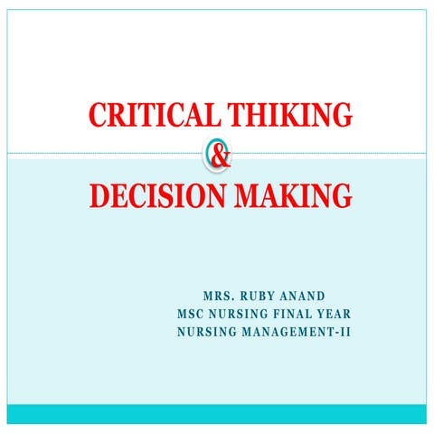 critical thinking & decision making pptx