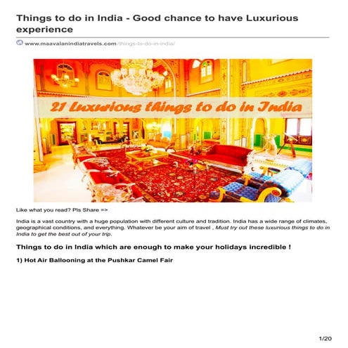Things to do in india - Good chance to have luxurious experience