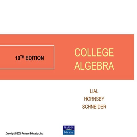 College Algebra 10th edition Lial Hornsby