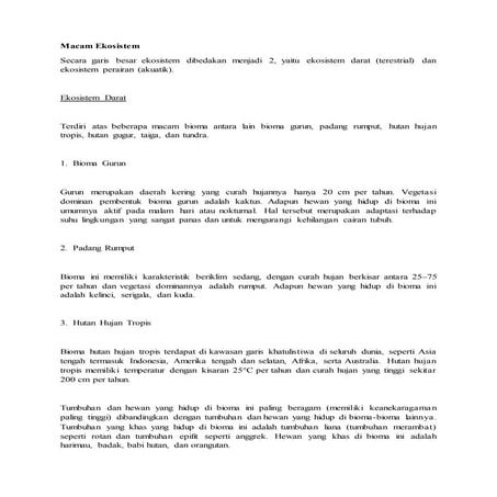 Macam-Macam ekosistem