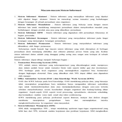 Macam macam sistem informasi