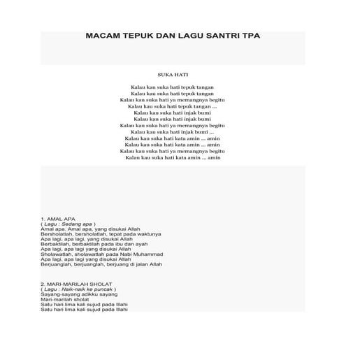 Macam tepuk dan lagu santri tpa