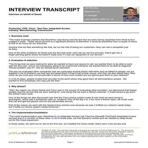 Macarthur Company and Qwest