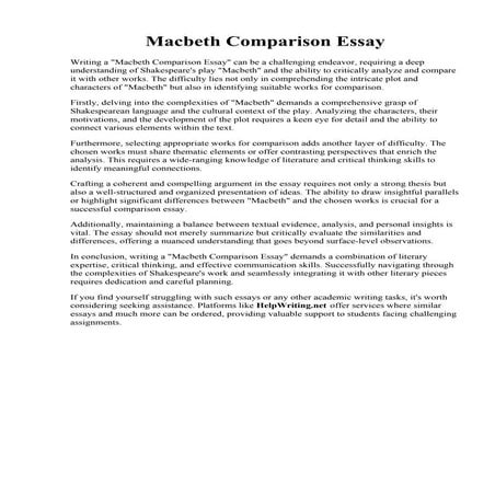 Macbeth Comparison Essay