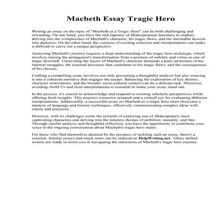 Macbeth Essay Tragic Hero