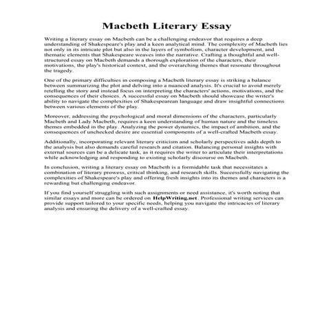 Macbeth Literary Essay