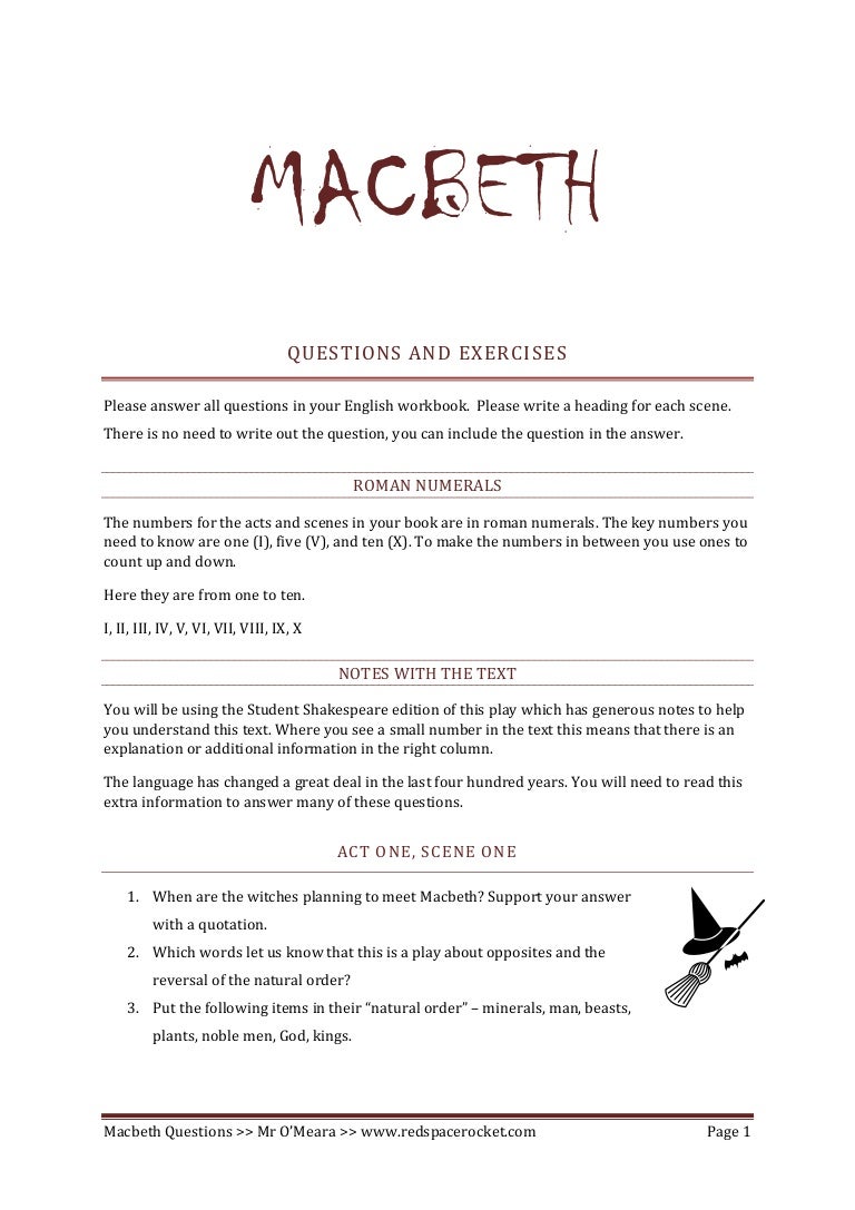 Macbeth Comprehension Questions - Macbeth Comprehension Questions