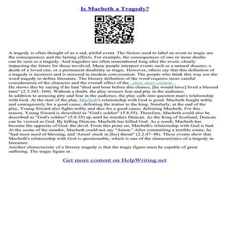 Macbeth Tragedy Essay