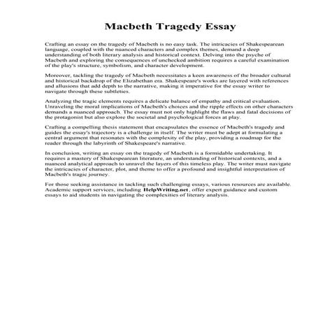 Macbeth Tragedy Essay