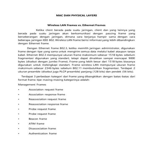 MAC dan Physical Layers