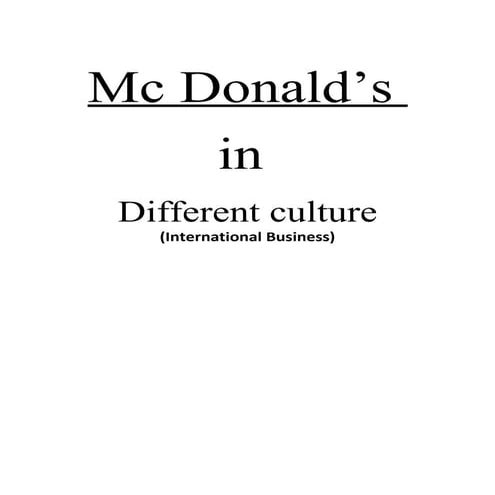 Mac donald's in different cultures