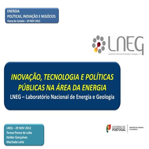 MACHADO LEITE - Diretor Laboratório Nacional de Energia e Geologia