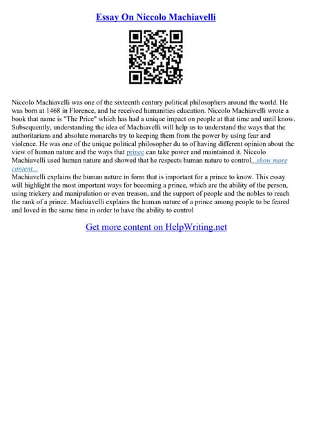 Machiavelli Essays | PDF