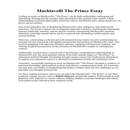 Machiavelli The Prince Essay