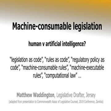 Machine-consumable legislation - Waddington
