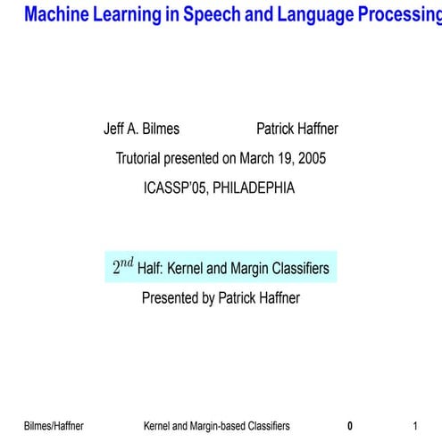 Machine Learning in Speech and Language Processing | PPT