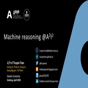 Machine Reasoning at A2I2, Deakin University